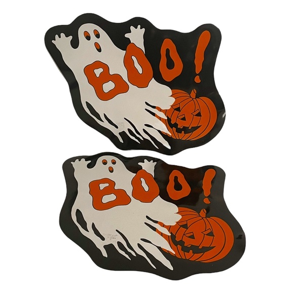 Vintage Halloween Vinyl Placemats Spooky Ghost Boo‎ Jack O'Lantern Pumpkin - Picture 1 of 3